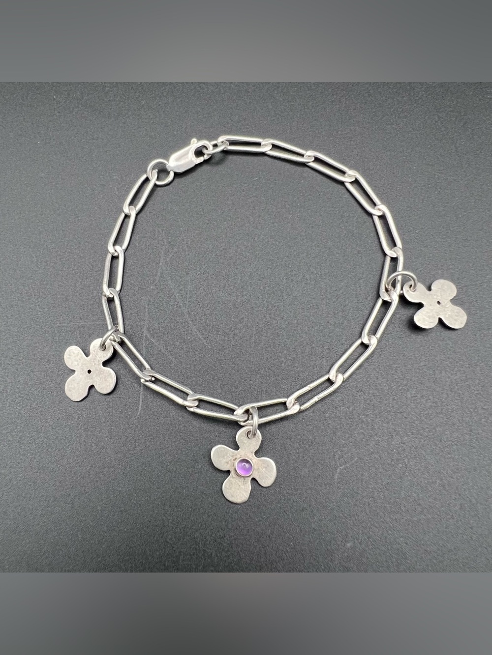 Sterling Silver Paperclip Charm Bracelet